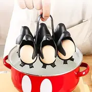 Penguin-Shaped Egg Cooker 3-in-1 Cook, Store and Serve Egg Holder, Cook for Making Soft or Hard Boiled Eggs, Holds 6 Eggs for Easy Cooking and Fridge Storage