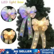 Large Christmas LED Tree Top Topper Ribbon Bow Light Up Bow Xmas Hanging Decor
