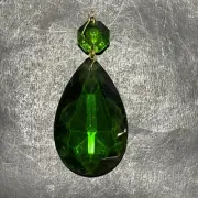 Vintage 2" Green Diamond Cut Teardrop Chandelier Crystal Prism