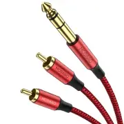 1/4" TRS to RCA Audio Cable - 6.35mm Stereo Jack to Dual RCA Insert Y Splitter