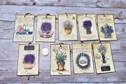 9~Vintage~Ephemera~French Lavender~Junk Journal~Linen Cardstock~Gift~Hang~Tags