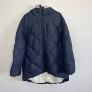 Alp N Rock Navy Quilted Puffer Winter Snow Jacket Sherpa Hood Outdoor Small New