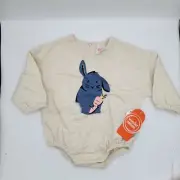 Wonder Nation Gray Easter Bunny Pom Baby Boy Long Sleeve One Piece 12 Months