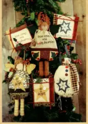 Holly Hang Abouts Stuff Doll Pattern Angel Bear Snowman Ornament Primitive Folk