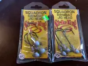 JIG HEAD fish hooks 1/8oz & 1/4oz silver Lot x2pks Strike King SSH14-U Squadron