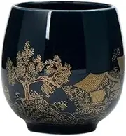 Japanese-Style Simple Master Mug Ceramic Tea Bowl Cup Household Jilan Simple Ceramic Large Teacup Tea Set for A Single Cup(Black)