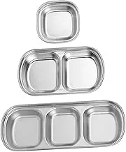 iplusmile 3Pcs Stainless Steel Seasoning Dishes Creative Condiment Plates for Home Kitchen for Dipping Sauces Appetizers BBQ and Outdoor Use