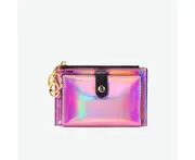 Multi-card Slot Short Wallet Multi-function Laser Card Holder, Zipper Coin Purse-Purple