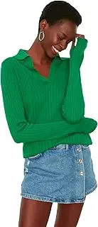 [Trendyol] Women's Slim Fit Basic Polo Collar Jersey Pullover