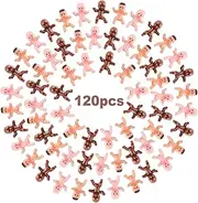 niCWhite Mini Plastic Babies, 120pcs Tiny Plastic Babies Figurines Small Little Baby King Cake Babies for Baby Shower, Ice Cube My Water Broke Games, Party Decorations, Skin-Brown-Latin Colored