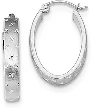 [Diamond2Deal] Women's 14k Solid White Gold Satin 22mm Oval Hoop Earrings