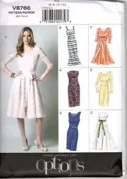 Vogue V8766 Misses 6 to 12 Petite Option Dresses Uncut Sewing Pattern