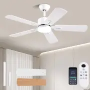 42 inch Modern White Ceiling Fans with Lights APP/Remote Control, Low Profile...