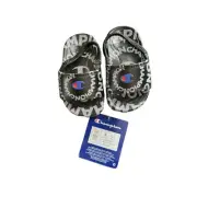 NEW Champion mega slide swirl Size 4 toddler black/gray sandal w/strap