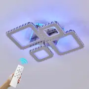 RGB Modern Led Ceiling Light Fixture Flush Mount Crystal Chandelier with Remo...