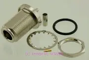 N Female Coax Connector Bulkhead Crimp RG-174 LMR-100 by W5SWL