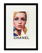 Twiggy in Earrings Chanel Framed Print Wall Art 14" x 18" x .75" NoColor