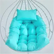 Outdoor Swing Egg Chair Cushion with Headrest, Waterproof Fabric & Ties, Shredded Sponge Filling, Soft Seat Cushion for Patio, Garden, Balcony(Blue)