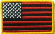 USA AMERICAN FLAG RED & BLACK Flag 3 X 2 Patch W/ VELCRO® Brand Fastener