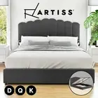 Artiss Bed Frame Double Queen King Size Velvet Grey FION