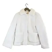 Rebecca Minkoff Women’s Harley Wool Teddy Plush Pile Ecru Beige Jacket Size XL
