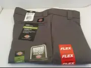 DICKIES WP596VG FLEX SLIM TAPER TWILL WORK PANT, SIZE 36x30 GRAY LIGHTWEIGHT NNB