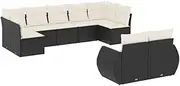 vidaxl 9-Piece Garden Sofa Set - Black Poly Rattan Lounge with Cushions - Patio Furniture Modular sectional for Deck Terrace