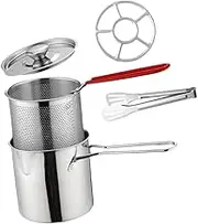 1Set Deep Fryer Pot with Fry Basket Lid Kit for Cooking French Fries Chicken Wings Snacks