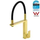 Square Pull Down Kitchen Mixer Tap Swivel Laundry Sink Faucet Spout Brushed Gold