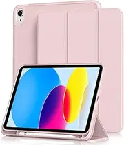 Aoub Case for iPad (A16) 11th Generation 11 inch 2025, iPad 10th Generation Case 10.9 inch 2022 with Pencil Holder, Smart Trifold Stand Cover with Slim Soft TPU Back Shell, Pink