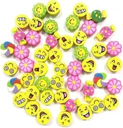HAIKING Mini Pencil Erasers, 50 Pcs Smiling Face Mini Erasers for Schools, Office, Homework, Painting (Multi Style)