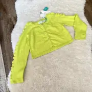 Abel & Lula Girls Neon Green Cardigan Sweater s 4 NWT