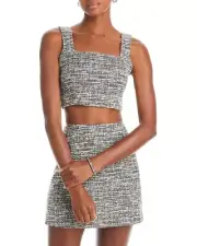 AQUA Bustier Wool Blend Crop Top Women's Sz. S Tweed Sleeveless Pullover NWT