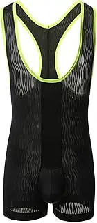 [BLEXX] Wrestling Singlet Men Jumpsuits Leotard Wrestling Singlet Penis Pouch Costume Overalls Sports Gym Underwear Sleepwear Undershirts (Color : Black, Size : L)