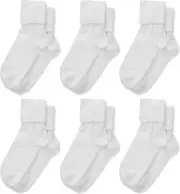Jefferies Socks White 6-Pk Seamless Cuff Socks Toddler Girl Size US 3-7 L112315