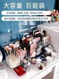 在飛比找樂天市場購物網優惠-網紅防塵化妝品收納盒大容量帶蓋化妝刷筒口紅護膚品整理箱置物架