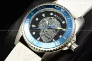Invicta Artist Skull Women's Black Dial Quartz White Silicone Band Watch Rare