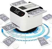 2-in-1 Automatic Card Shuffler, Card Dealer Machine 360 ° Silent Rotating Card Dealer, with 4 Wireless Dealer Buttons, with Wireless RC White