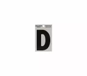 Hillman #840804 3" Letter D Reflective Square-Cut Mylar, Black on Silver