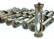 Lot of 100 PCs Brass Antique Finish Sand Timer Neckless Hourglass Key chain Ring