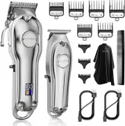 Professional Hair Clippers for Men - Hair Cutting Kit & Zero Gap T-Blade Trimme
