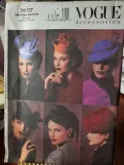 Vogue Sewing Pattern 7657 for 6 Vintage Hats, One Size Uncut