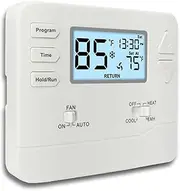 Riseem Thermostat for Heat Pump, Home Programmable, Single-Stage Systems, 2 Heating/1 Cooling Pumps Or 1 Cooling Pump, DIY White Backlight
