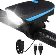 Ultra Bright Bike Lights Set with Horn,Bicycle Front Headlight and Back Taillight with Bell for Mountain Cycling