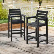 CostwayPatio Adirondack Bar Chairs Set of 2 with Wide Armrests and Footrest-Black