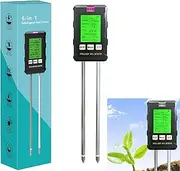 Soil Tester,6-in-1 Soil Moisture Meter with 2 Probes,Soil PH Tester with Light/Temperature/LCD Display/Humidity for Gardening,Lawn Care,Plant Care,Farm,(Batteries not Included)