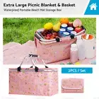 Extra Large Picnic Blanket + Basket Waterproof Portable Beach Mat Storage Box