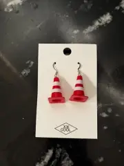 Cut And Run Traffic Cone Earrings Banksy GOMA *FREE USA SHIPPING* INVADER KAWS