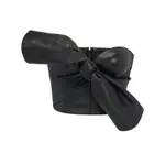 [Alexander Mcqueen] Alexander Mcqueen Knotted-bow Leather Corset Top 40 IT BLACK
