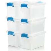 6 Pack Plastic Storage Bins with Lids, 6 Quart Stackable Clear Storage Contai...